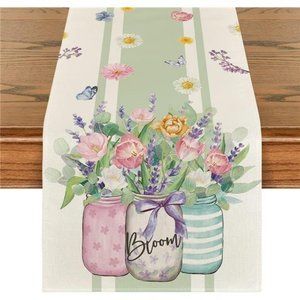 Floral Table Runner Spring Decor Summer Cottage Farmhouse Decorative Cloth 13x72